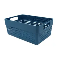 Coș depozitare plastic perforat 23x15x10 cm Storage Solutions, cu mânere, Albastru