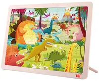 Puzzle din lemn pentru copii Toi World - Pamantul lui Dino, 100 piese