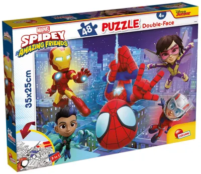 Puzzle cu două fețe Lisciani de colorat din 48 piese - Spidey