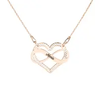 Aimee - Colier personalizat cu inimioara si infinit cu nume din argint 925 placat cu aur roz