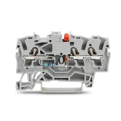 Component terminal block; 3-conductor; LED (red); 24 VDC; for DIN-rail 35 x 15 and 35 x 7.5; 2.5 mm²; Push-in CAGE CLAMP®; 2,50 mm²; gray