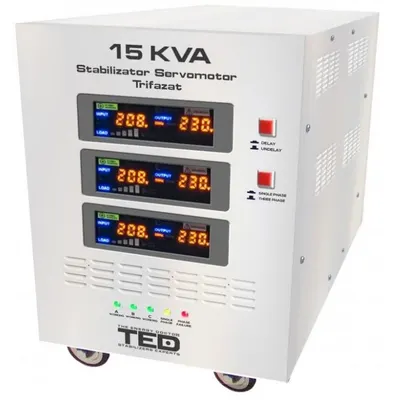 Stabilizator retea maxim 15KVA / 12000W cu servomotor trifazat TED15K3SVC TED000101