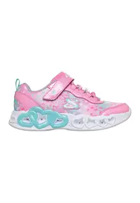Pantofi sport Infinite Love cu talismane inima si LED-uri - Albastru aquamarin/Roz deschis