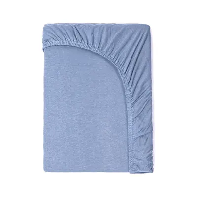 Cearșaf elastic din bumbac pentru copii Good Morning, 60 x 120 cm, albastru