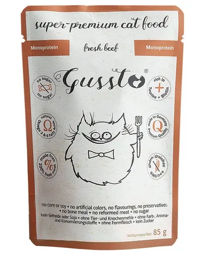 Gussto Cat Fresh Beef Carne Proaspătă de Vită 85 G