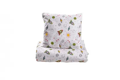 Lenjerie 5 piese patut 120x60 cm bumbac model Rachete
