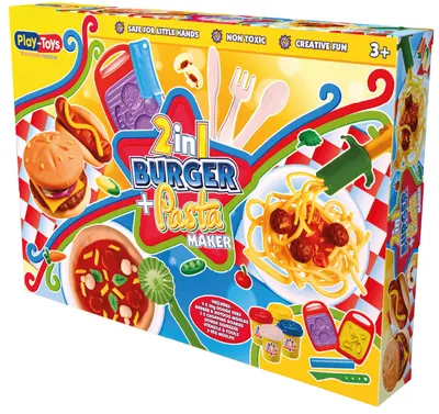 Set cu plastilină Play-Toys -Fă-ți un burger și paste