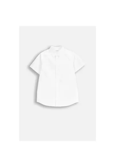 Camasa cu maneca scurta bumbac - broderie decorativa - alb
