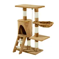 PawHut Arbore pentru pisici Răzuitoare 55x30x95 cm cu Cuib Platformă Casetă Scară Sfoară de Joc Placă de Lemn și Acoperit cu Catifea Maro | Aosom Romania