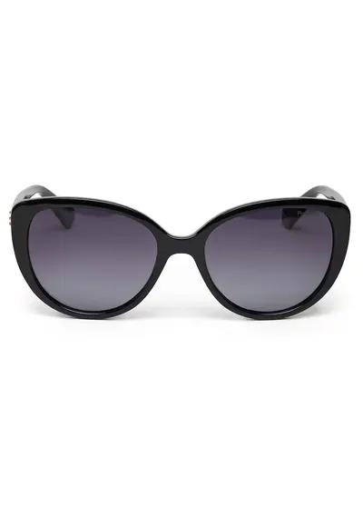 Ochelari de soare de dama din plastic cu lentile polarizate si filtru UV400 - rama in forma de fluture - Negru - Marime unica