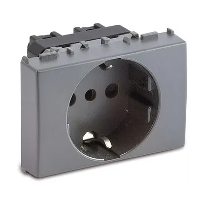 Priza schuko P30 2P+T, 16A, 3 module, argintie
