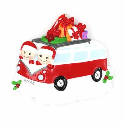 Decorațiune cu magnet - Microbuz cu spiriduși și cadouri