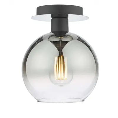 Plafoniera Lycia 1 Light Semi Flush Matt Black Ombre Smoked Glass