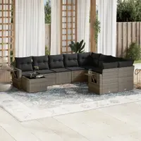 Gossi set mobilier de gradina cu perne, 10 piese, gri, poliratan