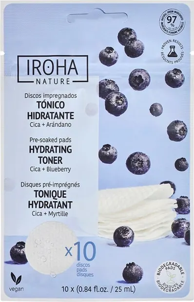 Iroha Nature Tampoane tonice faciale hidratante, 10 buc