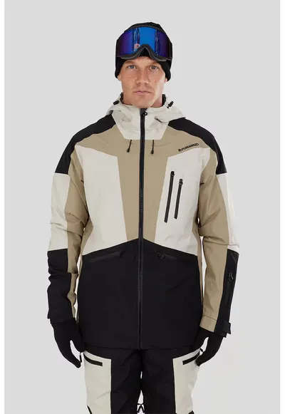 Jacheta impermeabila pentru ski Rigel 3L - Negru stins/Alb murdar/Bej deschis