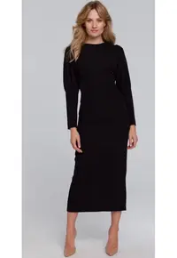 Rochie midi cu mansete inalte - Negru