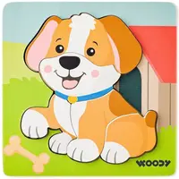 Puzzle din lemn Woody - Câine, 5 piese