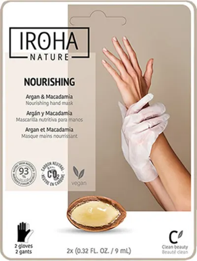 Iroha Nature Mască de mâini catifelată cu ulei de argan, 1 pereche