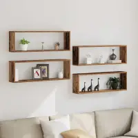 vidaXL Șemele de perete 4 buc. Lemn vechi 80 x 15 x 26 cm