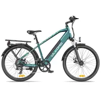 Bicicleta electrica Ulzomo Metro 26 E-bike, 250W, 36V 16Ah, autonomie 100km, viteza maxima 25km/h, Green, 26''