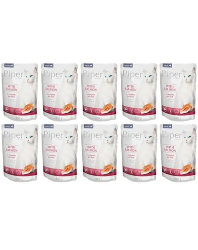 DOLINA NOTECI PIPER Animals Cat cu somon 10x100 g hrană umedă pentru pisici