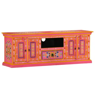 Gossi comoda tv, roz, 110x30x40 cm, lemn masiv de mango