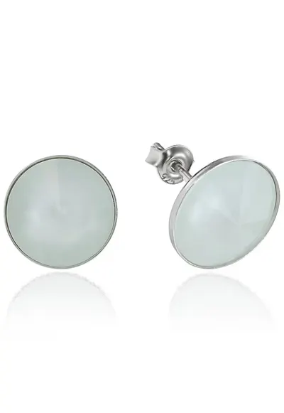 Cercei Argint 925 placat cu rodiu cu cristale Swarovski® Rivoli 12mm - Verde menta