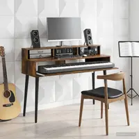 vidaXL Birou de studio Stejar fumuriu 110 x 42,5 x 36 cm