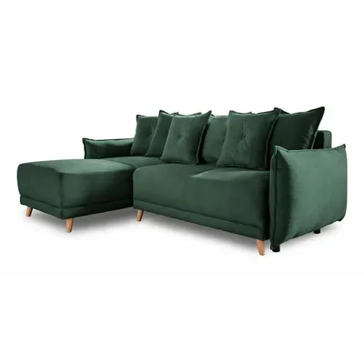 Colțar verde extensibil cu tapițerie din catifea reiată (colț variabil) Lazy Lukka – Miuform
