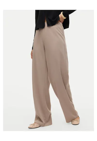 Pantaloni dama bej poliester reciclat