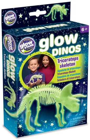 Figurina fosforescenta Brainstorm Glow Dinos - Triceratops, schelet