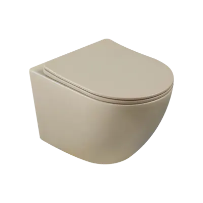 Set vas wc culoare cappuccino, spalare vortex, capac softclose si quick release, rotund, Tavro