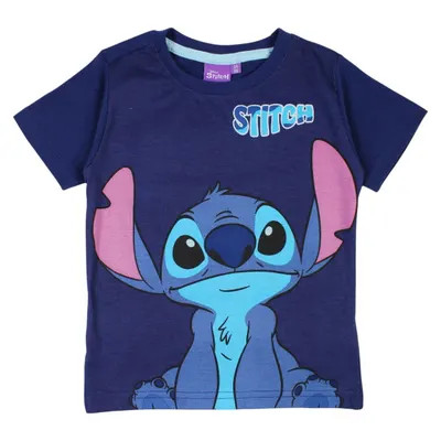 Tricou copii 100% bumbac, albastru, Happy, Stitch Engros