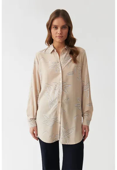 Camasa cu model floral Libu - Alb fildes