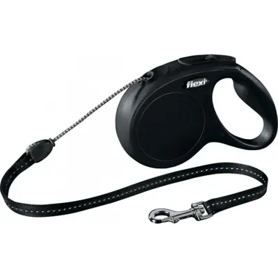 Lesa retractabila, neagra, lungime 5 m, pentru caini cu greutate de pana la 20 kg, compatibila cu Led si Multibox