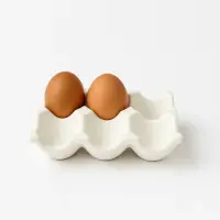 Suport ouă 6 locuri din ceramică jesmonite – 14×10×3,5 cm - Marmorată roz