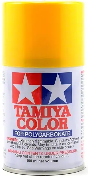 Vopsea spray Tamiya pentru suprafete transparente din policarbonat - PS-6 Yellow (100 ml) (TAM86006)