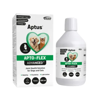 APTUS Apto-Flex Advanced, supliment sistem articular câini, suspensie orală APTUS Apto-Flex Advanced, XS-XL, supliment sistem articular câini și pisici, flacon, 500ml suspensie orală