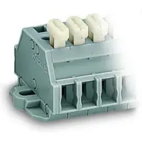 2-conductor terminal strip; 10-pole; on one side with push-buttons; with fixing flanges; for screw or similar mounting types; Fixing hole 3.2 mm Ø; 2.5 mm²; CAGE CLAMP®; 2,50 mm²; gray