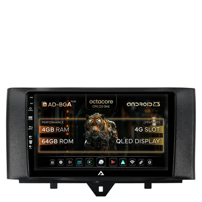 Navigatie Smart Fortwo (2010-2015), Android, A-Octacore 4GB RAM + 64GB ROM, 9 Inch - AD-BGA9004+AD-BGRKIT409