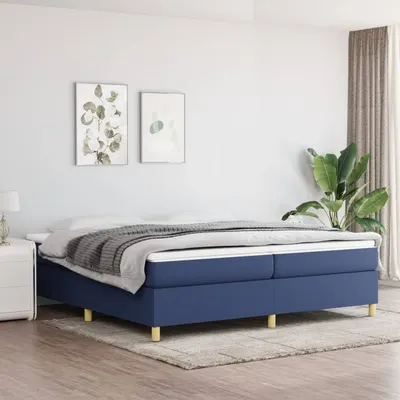 Gossi pat box spring cu saltea, albastru, 200x200 cm, textil