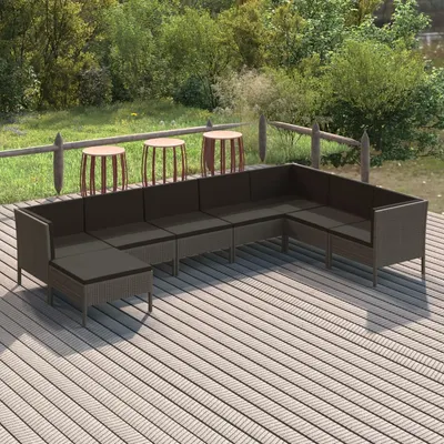 Gossi set mobilier de gradina cu perne, 8 piese, gri, poliratan