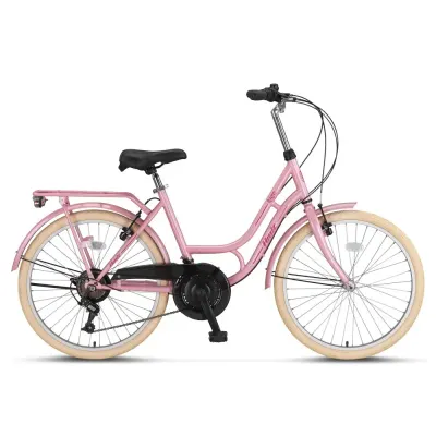 Bicicleta City Umit Stitch Lady, culoare roz, roata 26 , cadru otel, frana V-Brake
