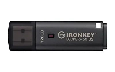 Memorie USB Kingston IronKey Locker+ 50 G2 128 GB, USB Type-A, Negru