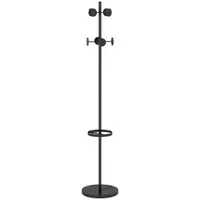 HOMCOM Suport pentru Haine și Umbrele, Cuier Independent cu 8 Carlige Rotunde pentru Haine, Pălării și Poșete, Φ34x177 cm, Negru | Aosom Romania