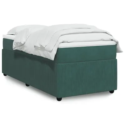 Gossi pat box spring cu saltea, verde inchis, 90x190 cm, catifea