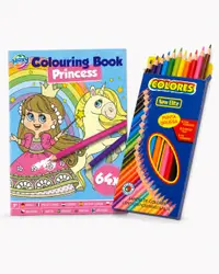 Set Moxy Princess: carte de colorat 64 pagini + creioane colorate 12 culori