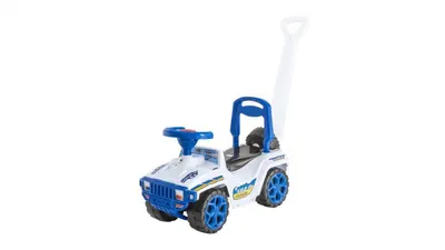 Masinuta pentru copii Novokids My first SUV Car XXL Alb, Lungime 85 cm, Maner de impins detasabil pentru parinti, Spatiu pentru depozitare