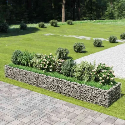 vidaXL Strat înălțat gabion, 450 x 90 x 50 cm, oțel galvanizat